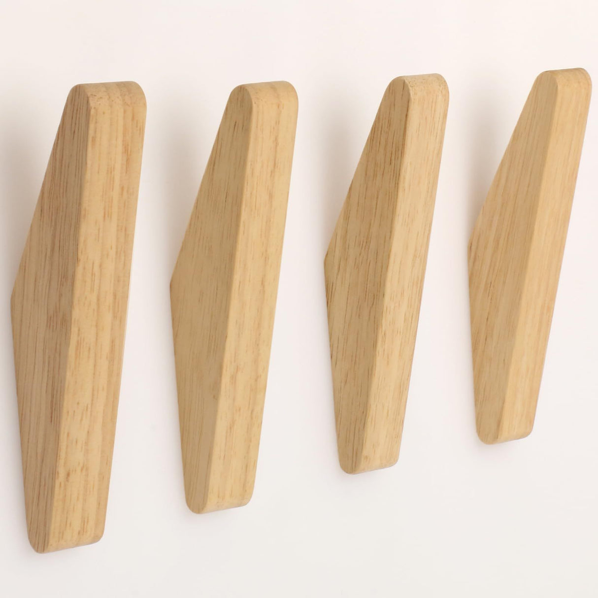 4 Pack Wood Wall Hooks Natural Wooden Coat Hooks Hat Hooks No Damage for Hanging Towels Clothes Adhesive Modern Home Decorative Gift