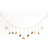 Wall Hanging Boho Aesthetic Room Decor Metal Moons Garland Hanging Art Bohemian Home Decoration for Girls Room Nursery Bedroom Livingroom Dorm, Ideal, Gold