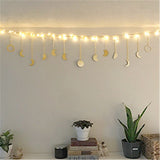 Wall Hanging Boho Aesthetic Room Decor Metal Moons Garland Hanging Art Bohemian Home Decoration for Girls Room Nursery Bedroom Livingroom Dorm, Ideal, Gold
