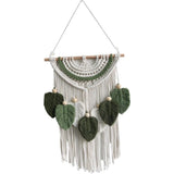 Leaves Woven Tapestry Leaf Tassel Boho Craft Chic Backdrop Macrame Wall Hanging Home Decoration for Home Dorm Wedding Bedroom