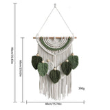 Leaves Woven Tapestry Leaf Tassel Boho Craft Chic Backdrop Macrame Wall Hanging Home Decoration for Home Dorm Wedding Bedroom