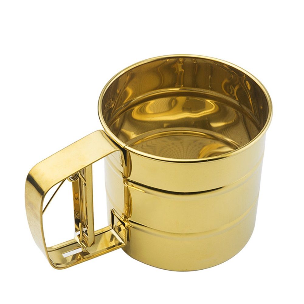 Stainless Steel Fine Mesh Sieve Flour Sifter Flour Cup Sifte A unique gifts for baking enthusiasts (Golden)