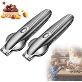 Chestnut Open Clip, Stainless Steel Chestnut Cutter Tool, Kitchen Peeler Clip for Chestnuts, Nut Opener Nut Knife for Pecan Cracker (Silver/2pcs)