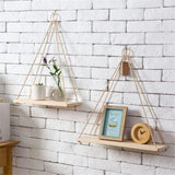 2pcs Hanging Shelves for Indoor Wall and Window - Floating Wall Shelves for Plant Display, Boho Style Home Decor.( 35*14cm)