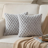 Pack of 2 Super Soft Cozy Decorative Throw Pillow Covers Fuzzy PlushCushion Cover Pillowcase for Sofa Couch Bed Livingroom 18x18 Inch Grey
