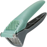 Garlic Press, Garlic Mincer Tool with Sturdy Design Extracts More Garlic Paste, Stainless Steel Mincer Crusher Chopper & Peeler Set Rust Proof Anti-Corrosion Green & Grey