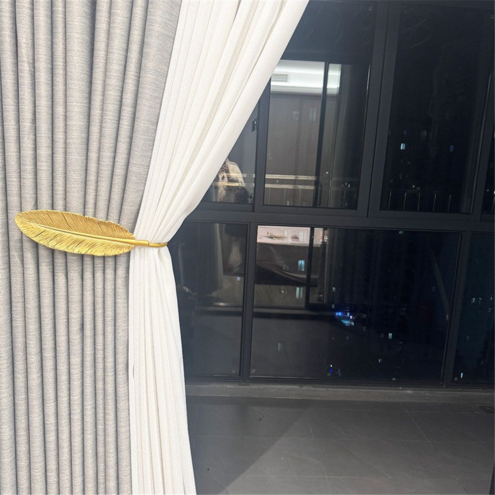 Curtain Tiebacks Gold Vintage Big Leaf Design Curtain Holdbacks Curtain Drapery Holdbacks Tie Back Hook -2pcs(Gold)