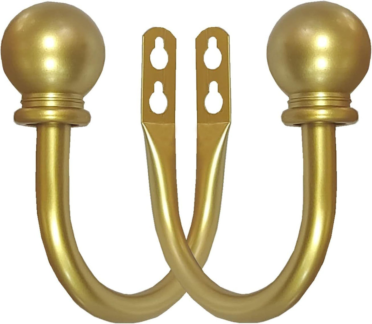 Curtain Holdbacks, Curtain Hooks for Drapes with Screws Wall Mounted Gold Ball Finials Curtain Tiebacks (2pcs)golden
