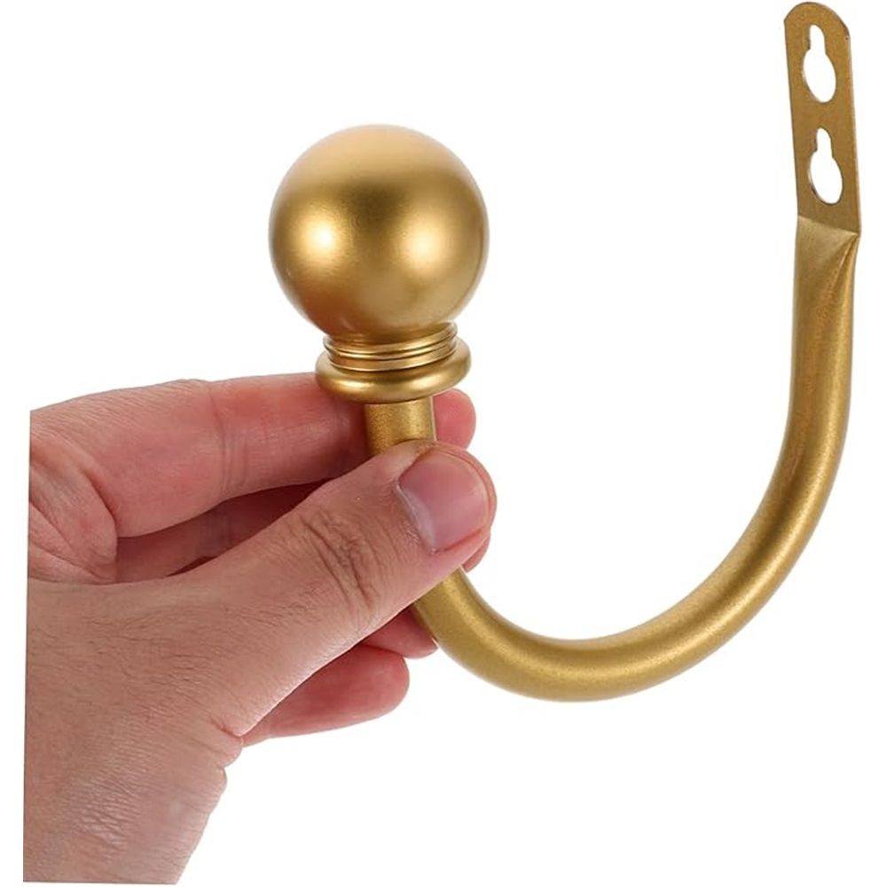 Curtain Holdbacks, Curtain Hooks for Drapes with Screws Wall Mounted Gold Ball Finials Curtain Tiebacks (2pcs)golden