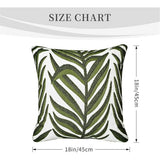 Farmhouse Floral Leaves Embroidered Decorative Throw Pillow Cover 18x18 inches, Boho Tufted Flowers Pattern Chic Cotton Cushion Case for Couch Bed Sofa Living Room（Green Palm Leaves）