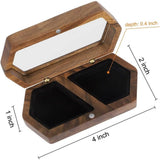 Wooden Ring Box Transparent Lid Couple Rings Box for Engagement Wedding Box Two Slots Small Jewelry Box for Stud Earrings Bracelet Necklace（black）