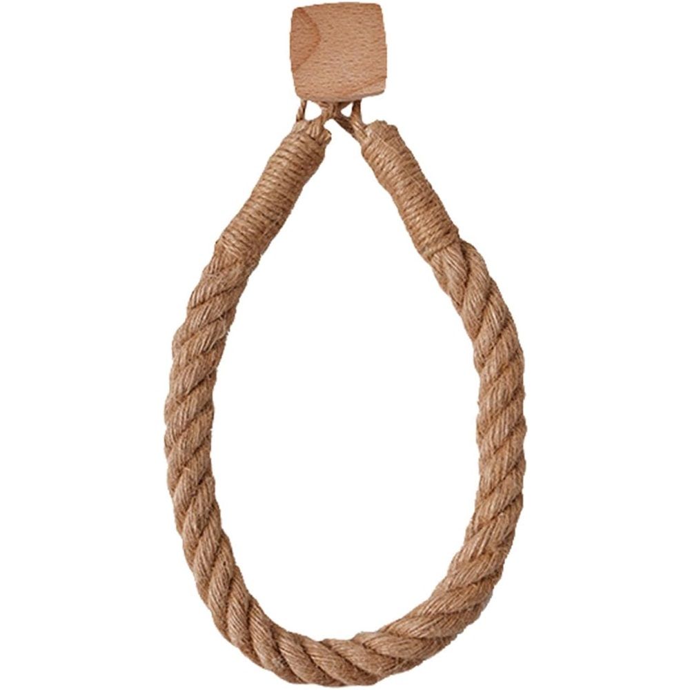 2 Pcs Natural Fiber Rope and Wood Roll Holder NonDrill Design Tissue Storage and Towel Shelf for Rental Homes （square）