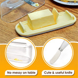 Small Butter Dish with Lid and Knife, Clear Plastic Butter Keeper for Countertop and Refrigerator, Easy Scoop and Easy to Clean for West & East Coast Butter