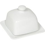 Rectangle Butter Dish with Lid, White  Domed Cheese Dish with Handle Individual Serving Mini Butter Tray, Cute Ceramic Dessert Serving Bowl for Table, Countertop, Refrigerator
