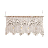 Kitchen Curtains 120*55cm Farmhouse Boho Curtains with Tassels for Bedroom, Livingroom, Bathroom Windows（Without wooden sticks）