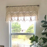 Kitchen Curtains 120*55cm Farmhouse Boho Curtains with Tassels for Bedroom, Livingroom, Bathroom Windows（Without wooden sticks）