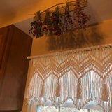 Kitchen Curtains 120*55cm Farmhouse Boho Curtains with Tassels for Bedroom, Livingroom, Bathroom Windows（Without wooden sticks）