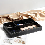 Desktop Glove Box, Nightstand or Dresser Organizer, Entry Table Organizer, Dresser Storage Box, Leather Drawer Storage Decorative Trays. (Black)