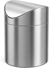 Stainless Steel Small Trash Cans, Trumpet Desktops Mini Creative Covered Desk Kitchen Living Room Trash Cans(Sliver)