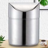 Stainless Steel Small Trash Cans, Trumpet Desktops Mini Creative Covered Desk Kitchen Living Room Trash Cans(Sliver)