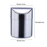 Stainless Steel Small Trash Cans, Trumpet Desktops Mini Creative Covered Desk Kitchen Living Room Trash Cans(Sliver)