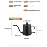 Gooseneck Pour Over Coffee Kettle 12 oz （350ml）Stainless Steel Hand Drip Long Narrow Spout  for Stove Top, black