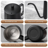 Gooseneck Pour Over Coffee Kettle 12 oz （350ml）Stainless Steel Hand Drip Long Narrow Spout  for Stove Top, black