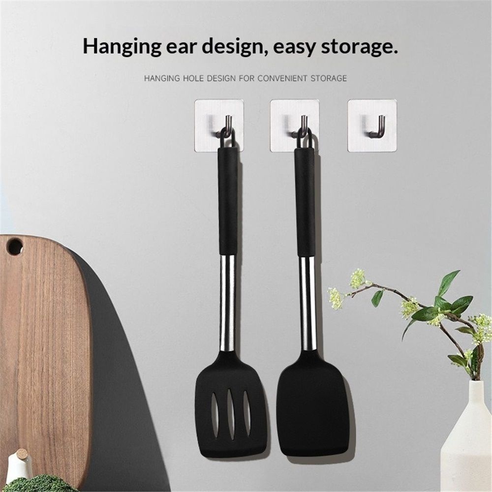 Pack of 2 Silicone Solid Non Stick Slotted Kitchen Spatulas, High Heat Resistant BPA Free Cooking Utensils, Ideal Cookware for Fish, Eggs, Pancakes(gray)