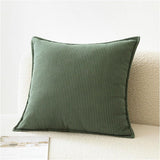 Couch Throw Pillows Covers 18x18 Inch Set of 4,Green Corduroy Decorative Cushion Case,Rustic Fun Living Room Decor （only pillowcases）
