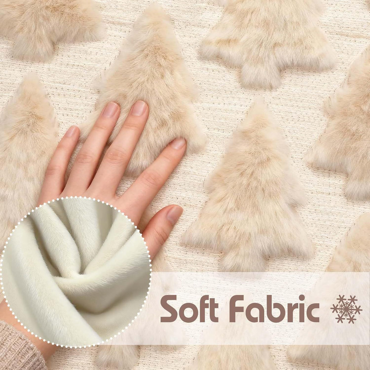 Christmas Decorations -Christmas Pillow Covers 18 x 18 Inches Set of 2,Soft Plush Faux Fur Wool Beige Xmas Tree Throw Pillow Cases Winter Holiday Decor for Sofa Living Room