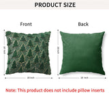 Christmas Throw Pillow Covers 18 x 18 Inch Set of 2, Green Christmas Tree with Gold Sequins, Winter Holiday Faux Fur Pillowcases Decor for Home Couch Sofa