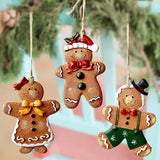 Gingerbread Christmas Decorations 3pcs Resin Hanging Xmas Ornaments Christmas Tree Decorations for Winter, New Year Party Supplies, Wedding Home Kitchen Decor 3.5 Inch Tall