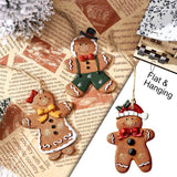 Gingerbread Christmas Decorations 3pcs Resin Hanging Xmas Ornaments Christmas Tree Decorations for Winter, New Year Party Supplies, Wedding Home Kitchen Decor 3.5 Inch Tall