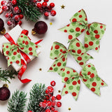 12pcs Christmas Bows Ornaments 6.3 Inch Large Christmas Wreath Bows Red Green Xmas Tree Bow Glitter Dot Bows Ribbons Decoration for Garland Wedding Home Holiday Party