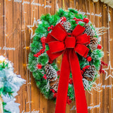 6 PCS Large Christmas Bow - 30.7" x 10.6" Christmas Valentine's Day Golden Edged Red Velvet Wreath Bow Christmas Tree Topper Ornament Bow for Christmas Home Wreath Tree Decoration