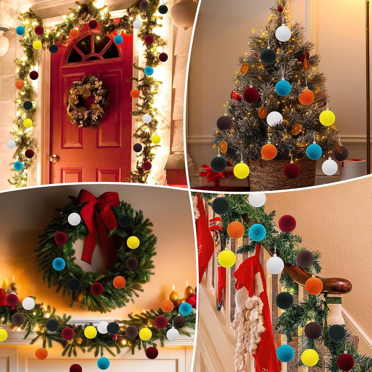 Velvet Ball Ornaments Christmas Balls Red 6 PCS 2.36-Inch Xmas Tree Ball Ornaments for Party Christmas Tree Decor Baby Shower First Xmas Decorations