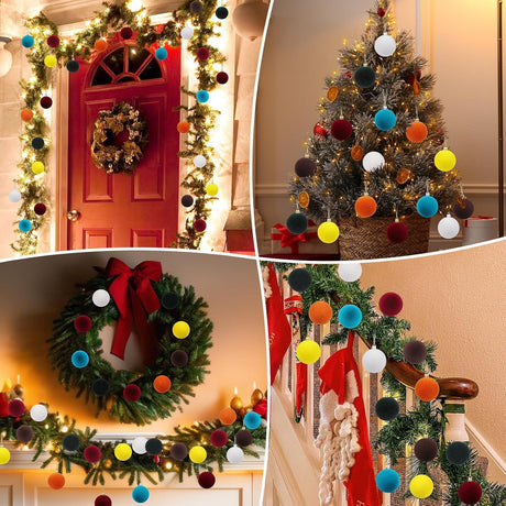 Velvet Ball Ornaments Christmas Balls Red 6 PCS 2.36-Inch Xmas Tree Ball Ornaments for Party Christmas Tree Decor Baby Shower First Xmas Decorations