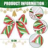 12 Pcs Red Green Christmas Bows Decoration 6 Inch Large Christmas Wreaths Bows Xmas Tree Dot Ribbons Ornaments for Garland Wedding Party(Red and Green,Stripe Pattern)