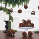 3.15 inch Velvet Christmas Ornaments Balls Sets for Christmas, 12PCS Xmas Tree Flocked Shatterproof Ornaments Balls Decoration Brown