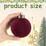 15 Pcs Velvet Christmas Balls Bulk Flocked Christmas Tree Ball Ornaments Plastic Xmas Decorative Hanging Ornaments (Burgundy)