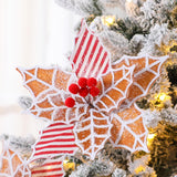 10 Pcs Large Gingerbread Poinsettia Christmas Decorations 9.8" Jumbo Gingerbread Flowers Tree Picks Ginger Bread Christmas Tree Ornaments for Xmas New Year Wreath Garland Home Vase Decor