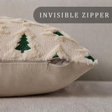 Christmas Pillow Covers 18x18 Set of 2 Beige Double Xmas Tree Pillow Covers Soft Plush Faux Fur Christmas Decorations for Xmas Winter Holiday Home Bedroom Sofa Cushion Cases PT-008C18