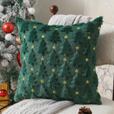 Christmas Pillow Covers 18 x 18 inch Set of 2 Dark Green Christmas Tree Pillow Covers Decorations Plush Faux Fur Soft Cushion Case for Winter Xmas Holiday Home Bedroom Sofa Decors PT004-A18
