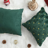 Christmas Pillow Covers 18 x 18 inch Set of 2 Dark Green Christmas Tree Pillow Covers Decorations Plush Faux Fur Soft Cushion Case for Winter Xmas Holiday Home Bedroom Sofa Decors PT004-A18