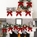 24 Pcs Christmas Bow Christmas Wreath Bows Velvet Ribbon Bows Xmas Tree Ornaments Gift Wrapping Xmas Decoration Handmade Crafts Gifts for Home Indoor Holiday Party (Red)