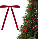 Red Velvet Bows for Christmas Tree, 24 Pcs 5x7 Inch Velvets Ribbon Tree Bows, Velvet Christmas Ornaments for Trees Decorations Wreath Outdoor Indoor
