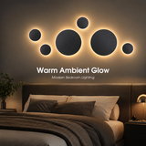 Magnetic Round Wall Lamp 13cm Black, 7W Rechargeable LED Wall Sconce with Motion Sensor, 3-Color Light, Battery Powered Modern Disc Wall Light for Hallway Entryway Bedroom