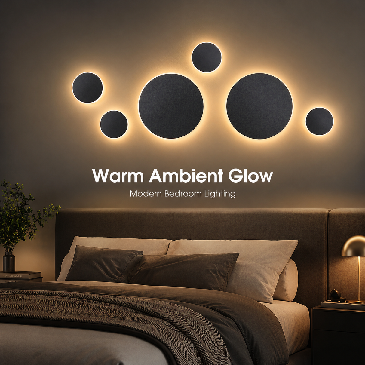 Magnetic Round Wall Lamp 20cm Black, 10W Rechargeable LED Wall Sconce with Motion Sensor, 3-Color Light, Battery Powered Modern Disc Wall Light for Hallway Entryway Bedroom