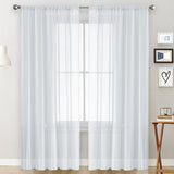 2 Pack Semi Blackout Sheer Curtains-Bleached White