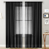 2 Pack Semi Blackout Sheer Curtains Black